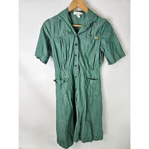 Vtg Official Girl Scout Uniform Green Short Sleeve Tie Belt USA 1960s